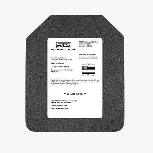 RTS Tactical Lightweight Level III+ Rifle Special Threats Plate 10"x12" - RTS Tactical