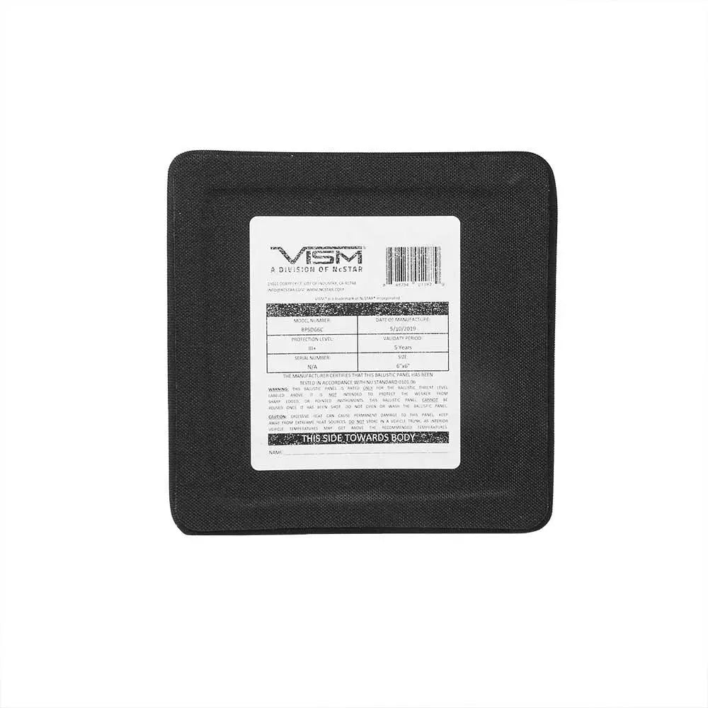VISM Level III+ SRT Ceramic & PE 6"x 6" Curved Ballistic Side Plate - VISM