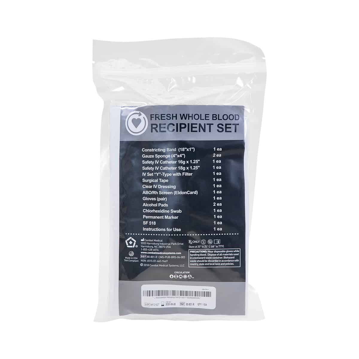 Fresh Whole Blood Recipient Set - Safeguard Medical Online