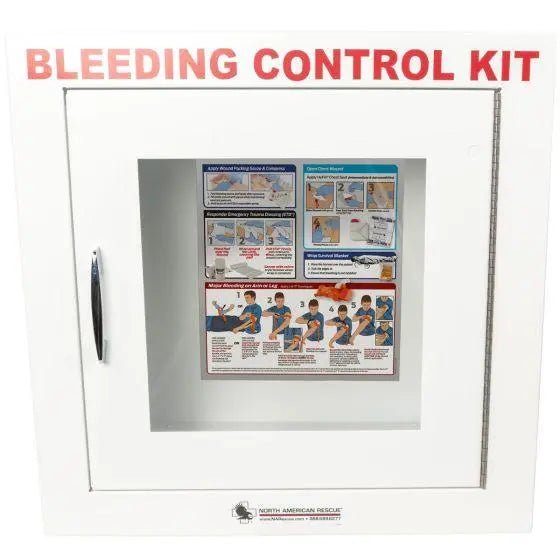 Metal Semi - Recessed Cabinet for Public Access Bleeding Control Packs - North American Rescue